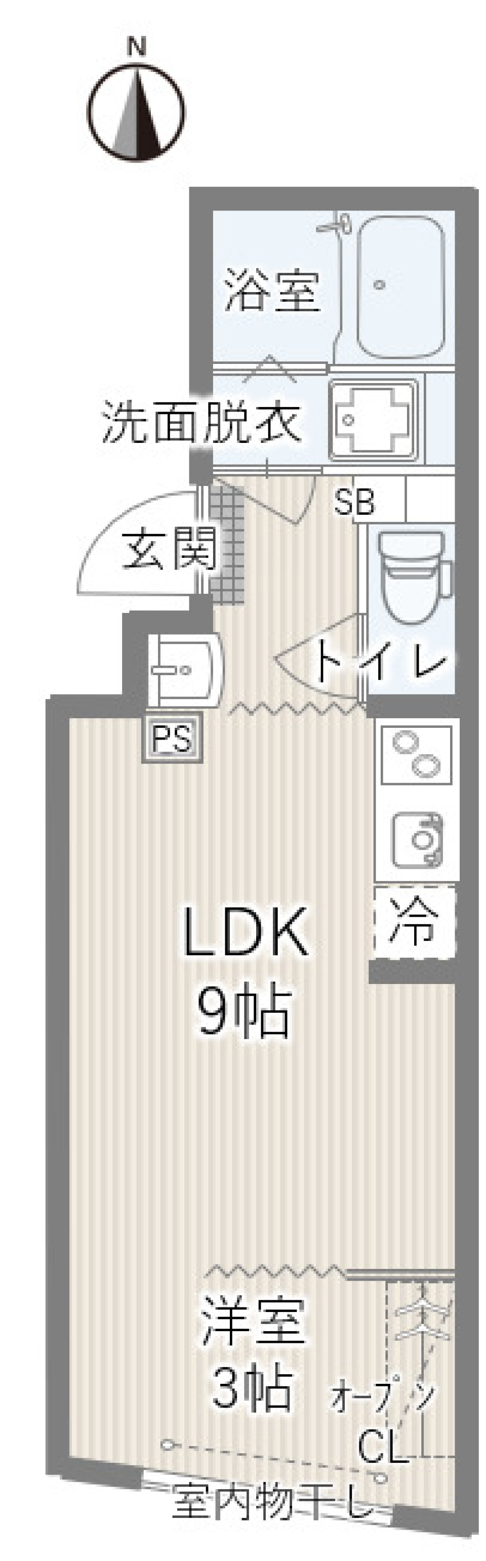 竹ノ塚駅近くでシンプルに暮らす［ペット可］の間取り図