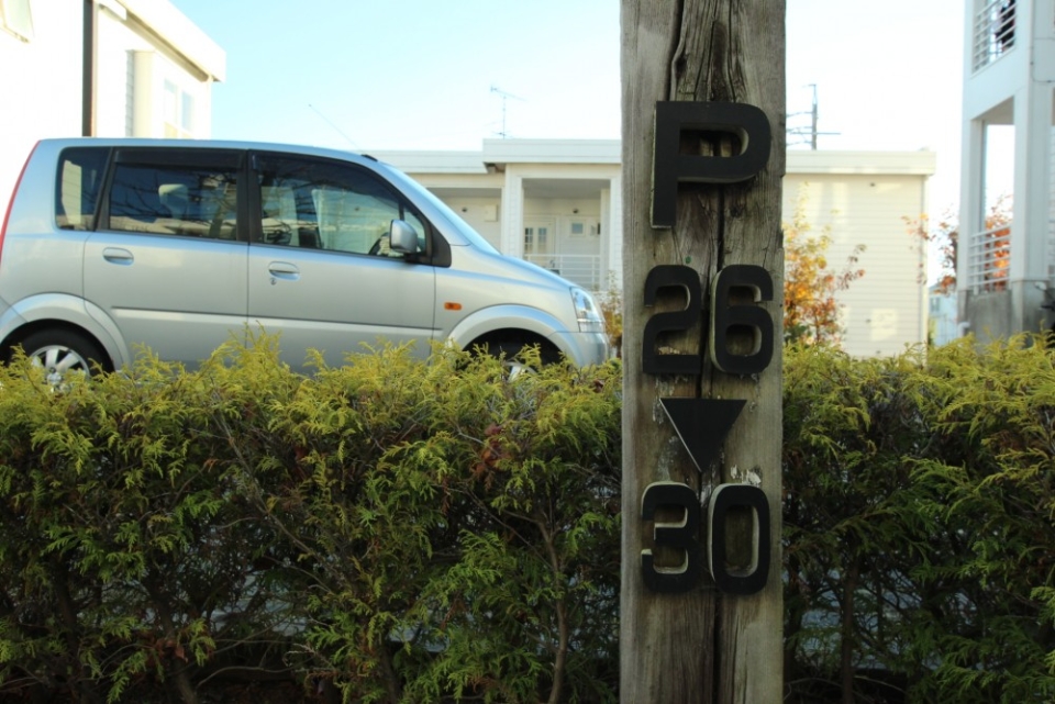 駐車場のサインもかわいい。