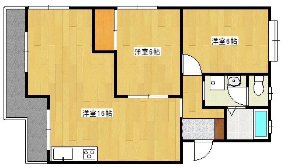 LDKは充分すぎる広さ16帖を確保。