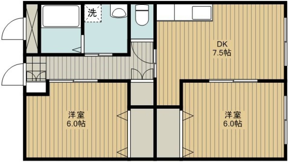 壁のRがリラックスを生むの間取り図