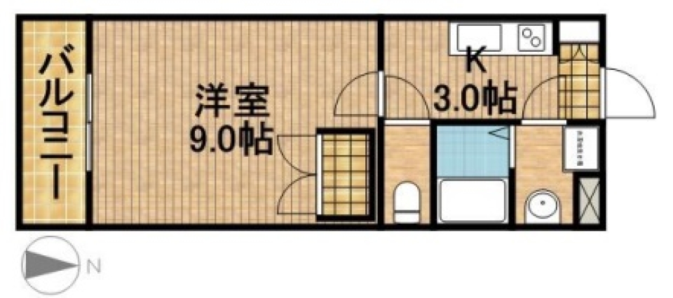 1Kの間取り図。