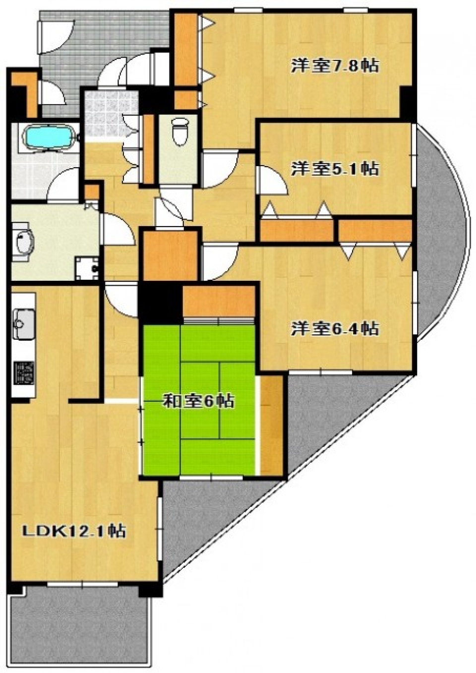 全部屋に丘の上の風が通り抜ける。の間取り図