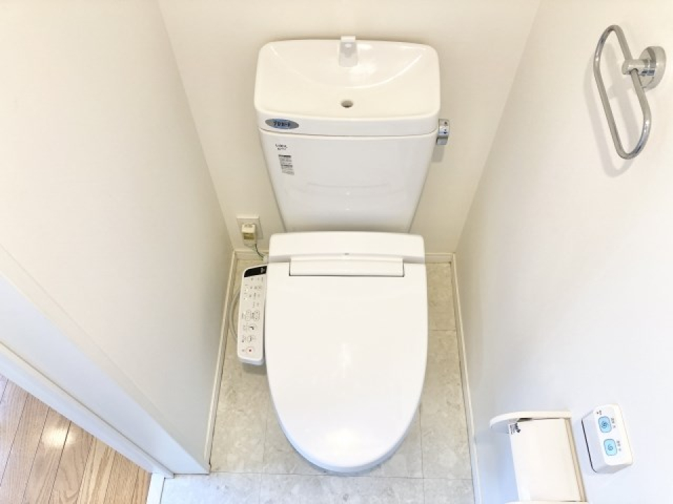 階段したのトイレは若干圧迫感を感じる。
