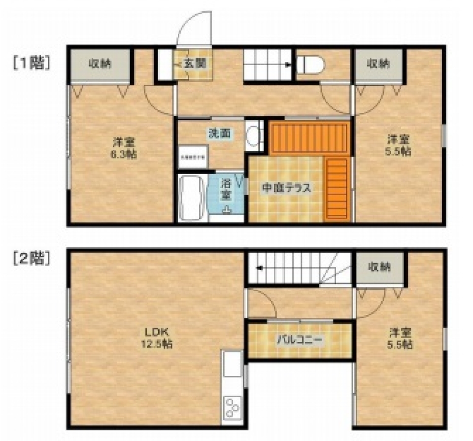 坪庭ハウスの間取り図