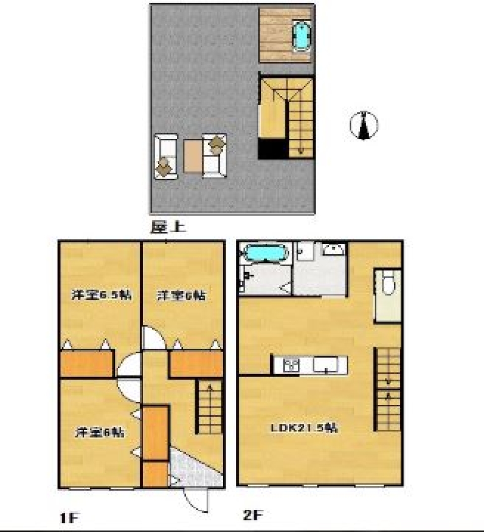 ジャグジーで夜空を見上げの間取り図