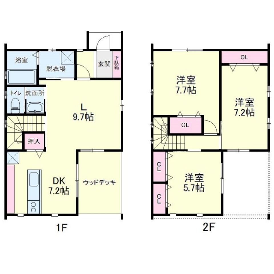 中も外も楽しめるダブルでうれしいLDKの間取り図