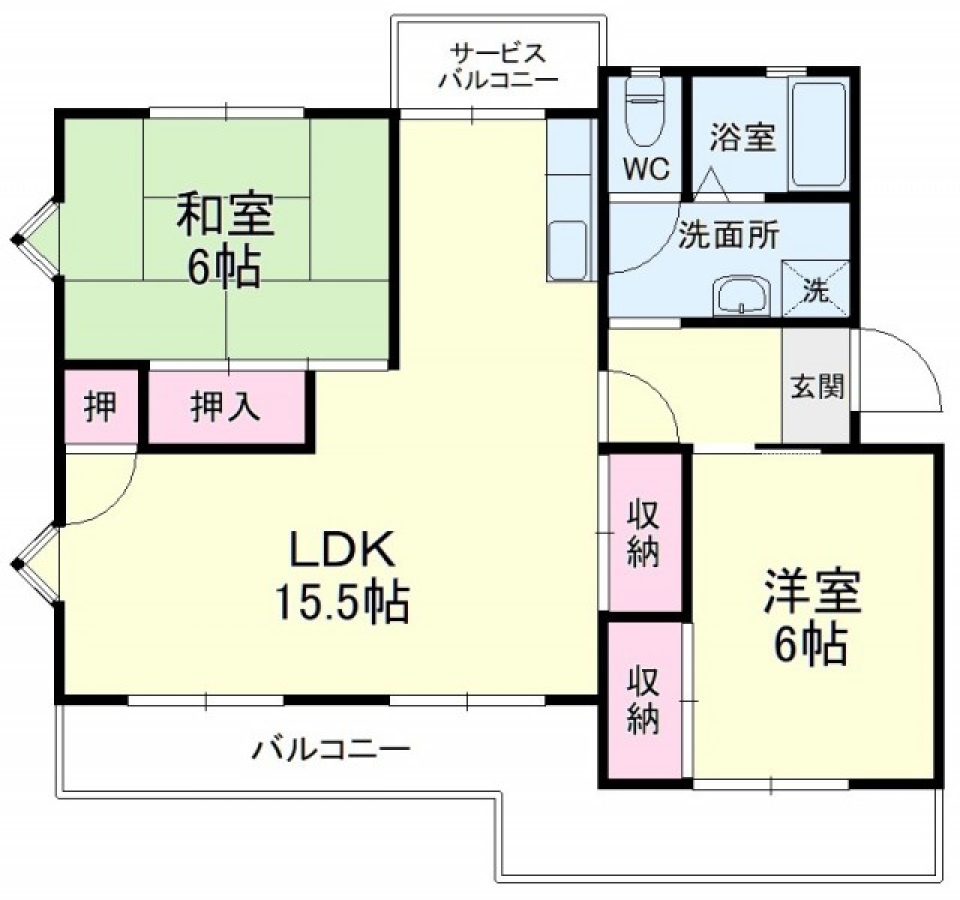 広々リビングと和室の団らんの間取り図