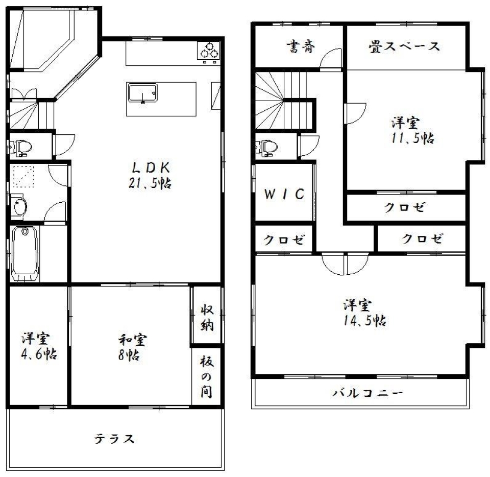 木の温もり和風モダンハウス。の間取り図