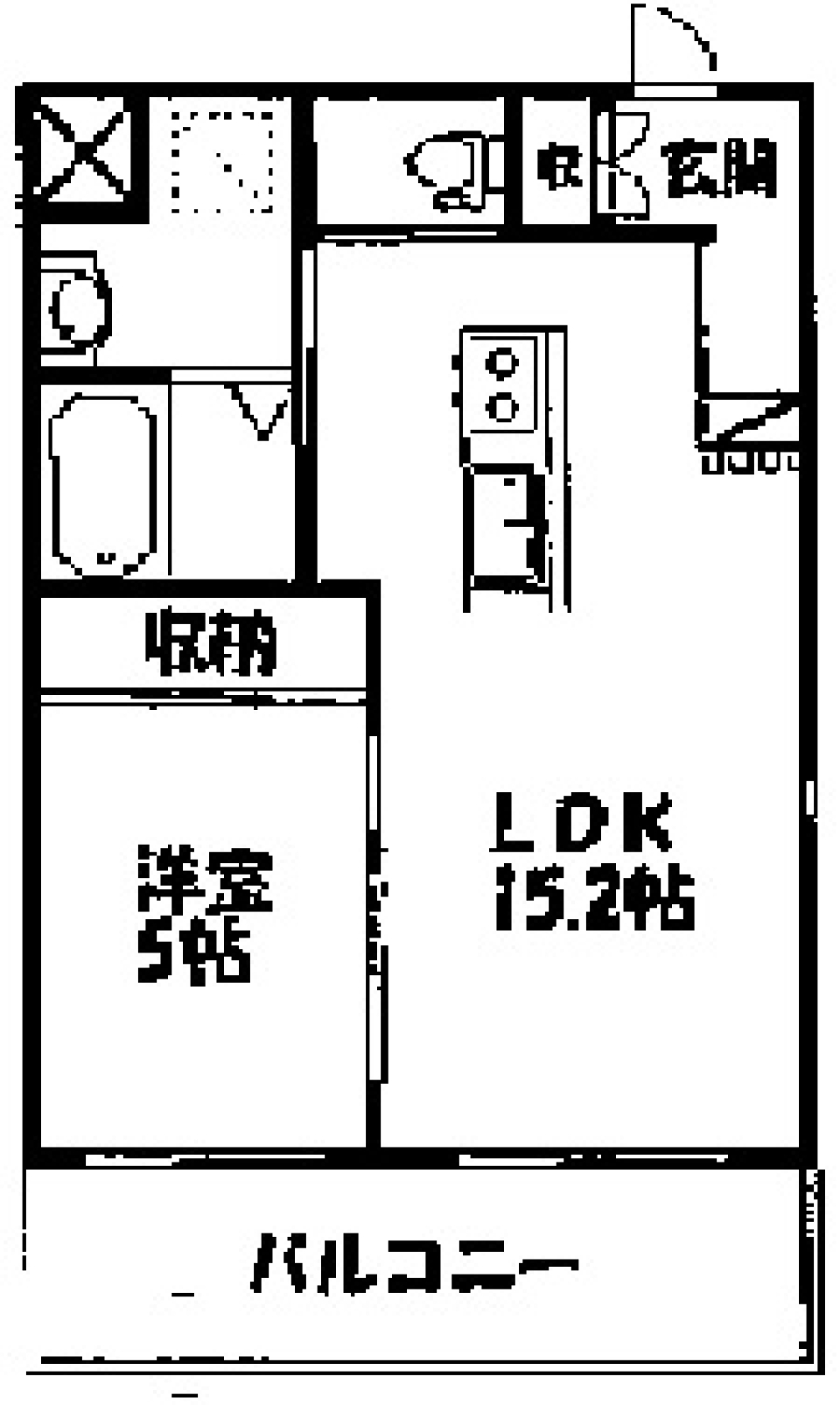 青い空・緑の田畑と薄茶のモザイクタイル。の間取り図