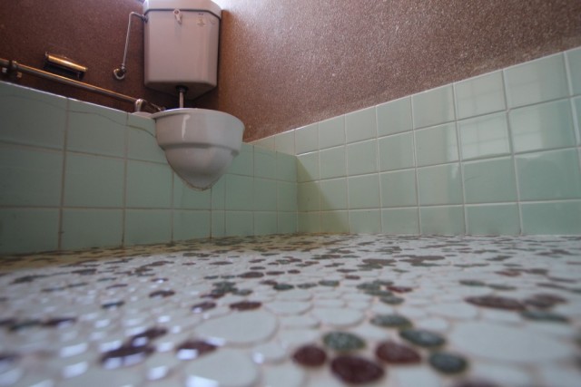 トイレの床はタイル張り。