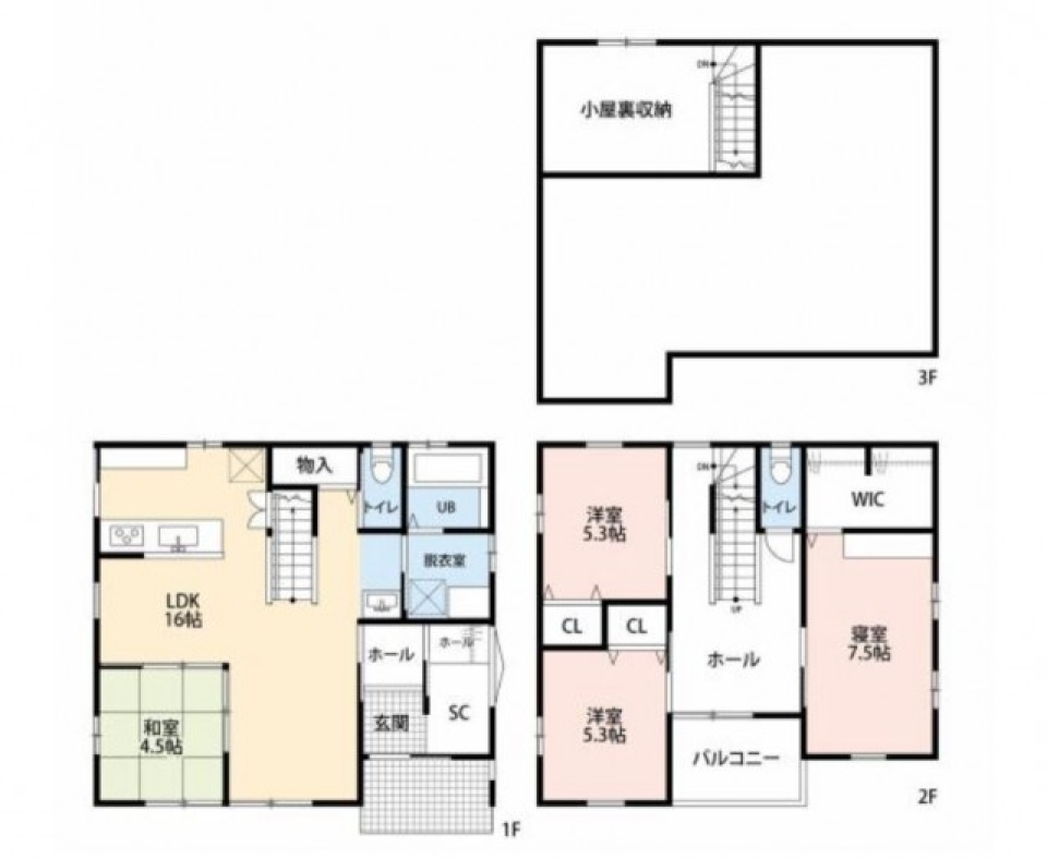 木に包まれての間取り図