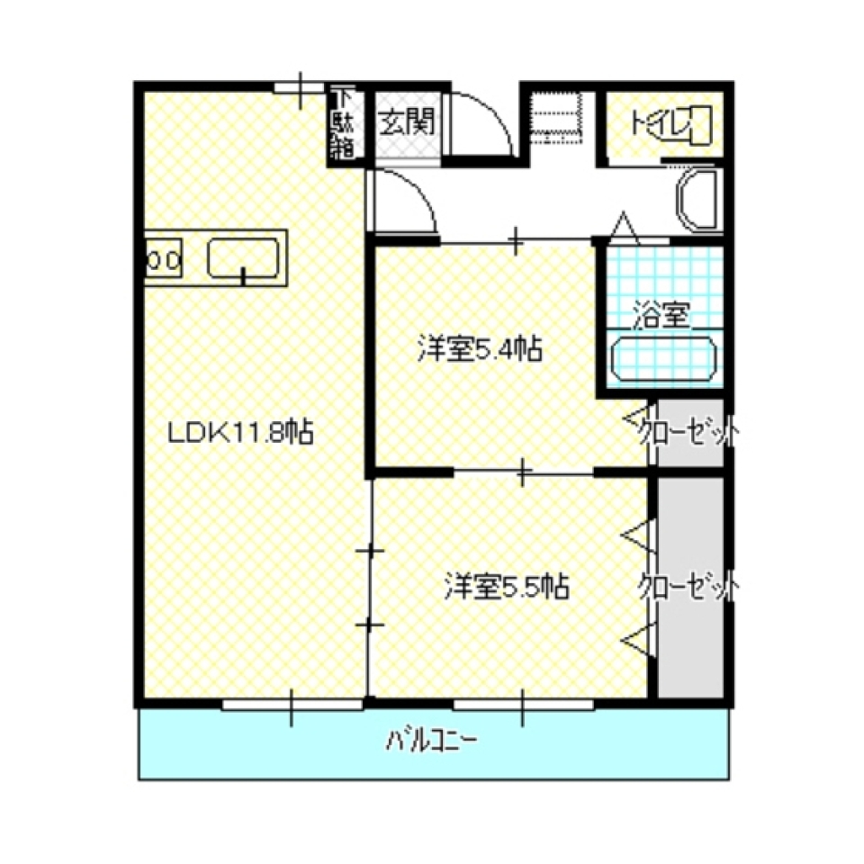 全部の部屋がひとつながりの間取り図