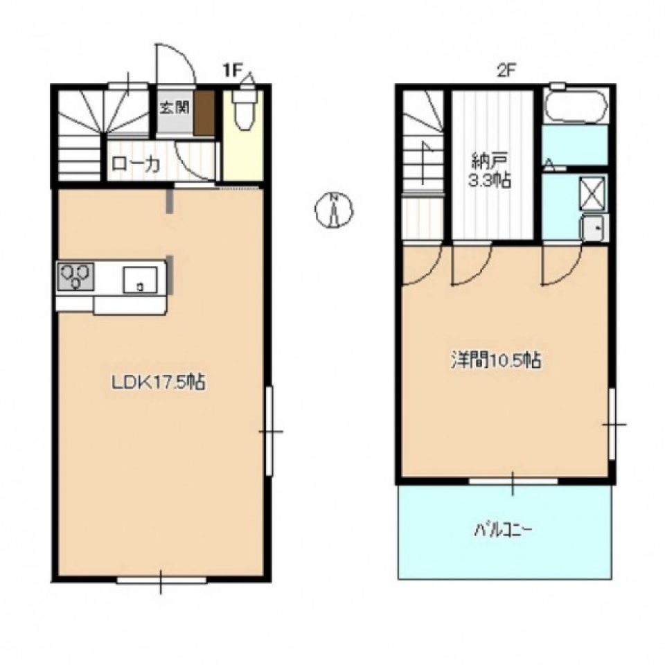 大きなお庭を満喫できるテラスハウス。の間取り図