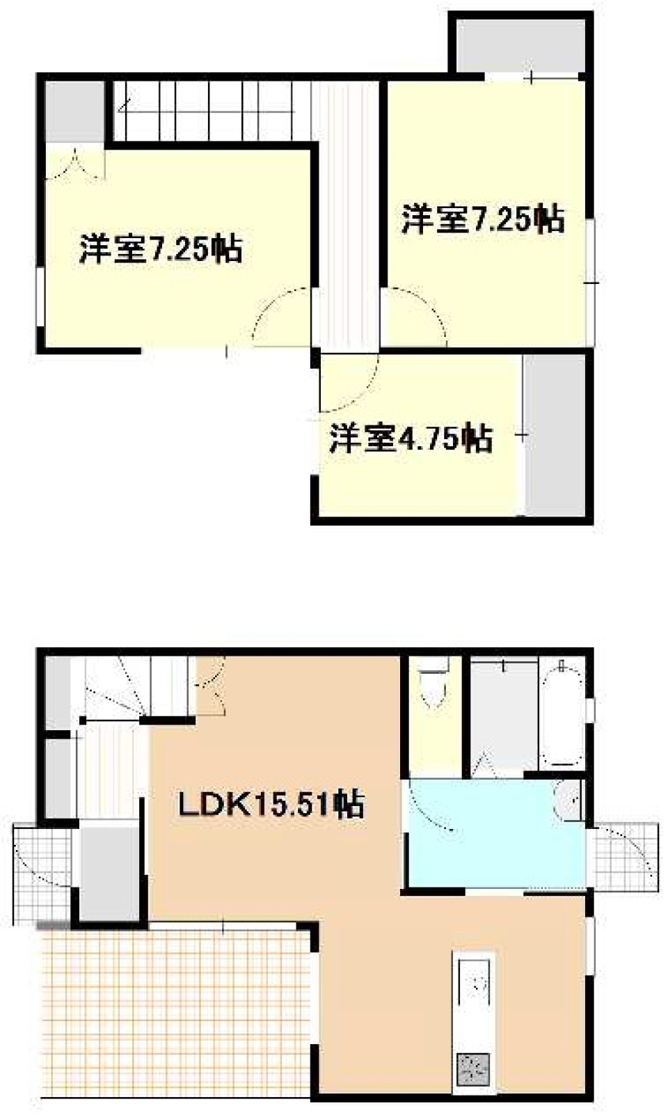 Carre blanc JYOHOKU。の間取り図