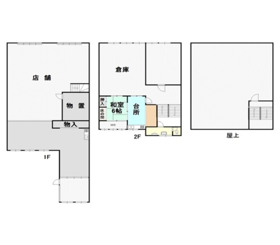 405㎡の屋上付き築古ビルの間取り図