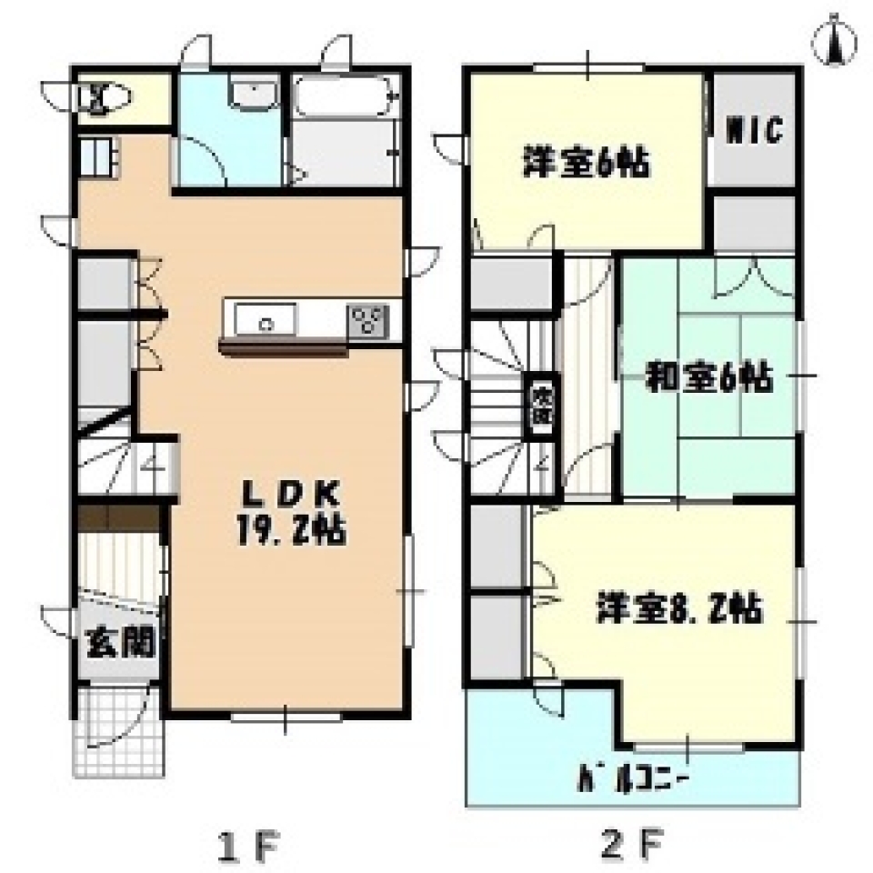 3LDKの間取り図。