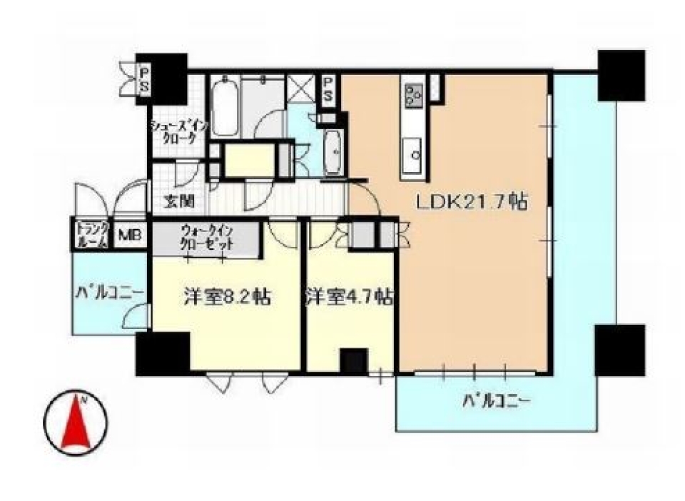 一つ上のハイライフ。街中の夜景は私のテラスから。の間取り図