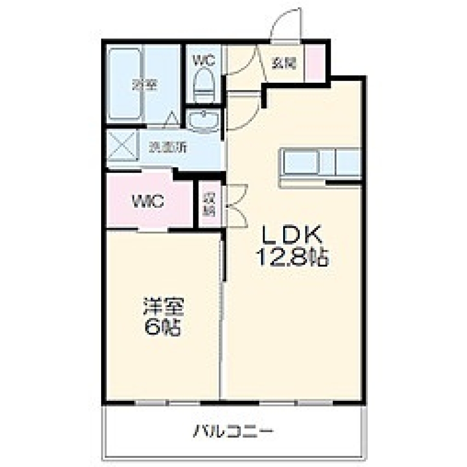 【築浅】シックな壁紙の1LDKでおしゃれ学生気分の間取り図