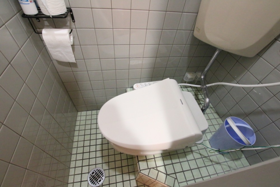 トイレは和式に洋式のふたをしたもの。