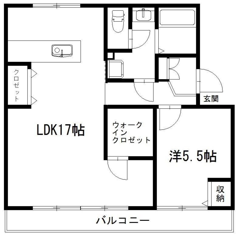 茶色のL字リビング。の間取り図