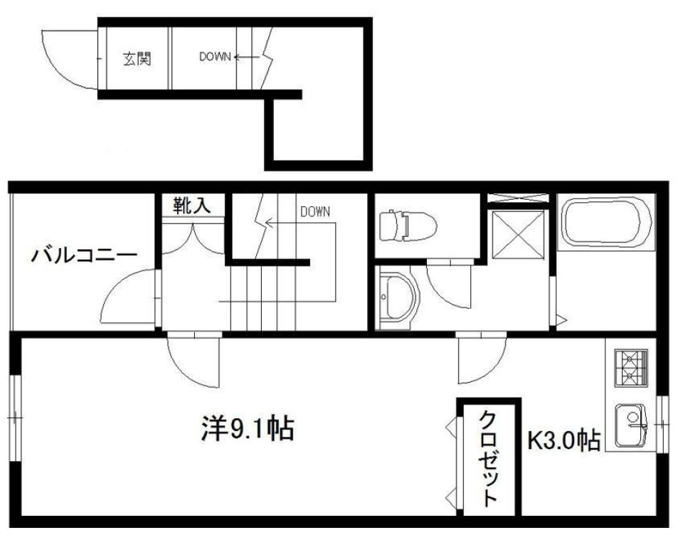 赤土台地のモダンAPの間取り図