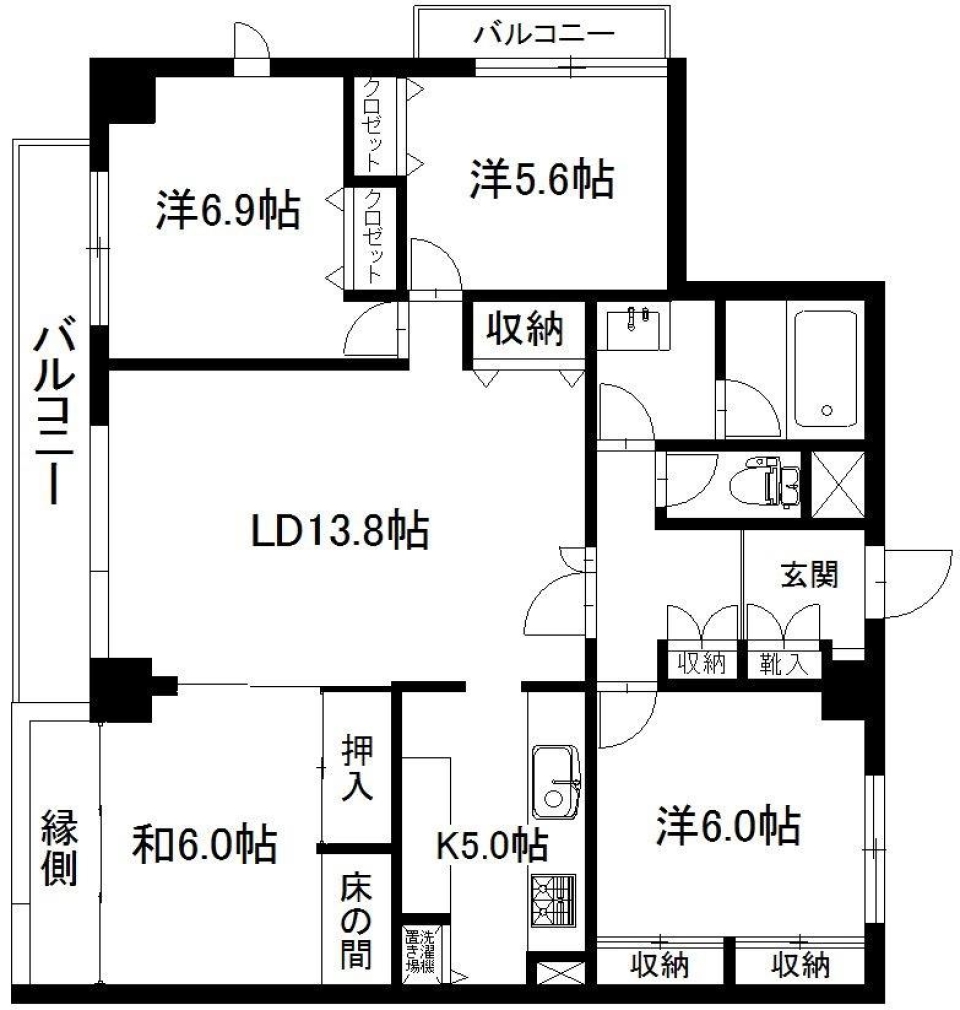 リビングに自然と家族が集合！の間取り図