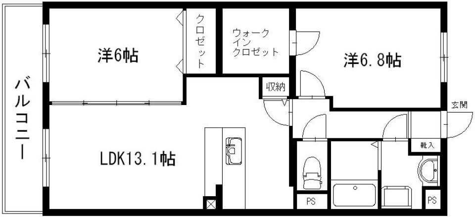 バルコニーからプライベートガーデンへの間取り図