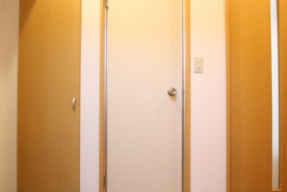 トイレの扉は真ん中の白色、どこか安っぽく感じてしまう。