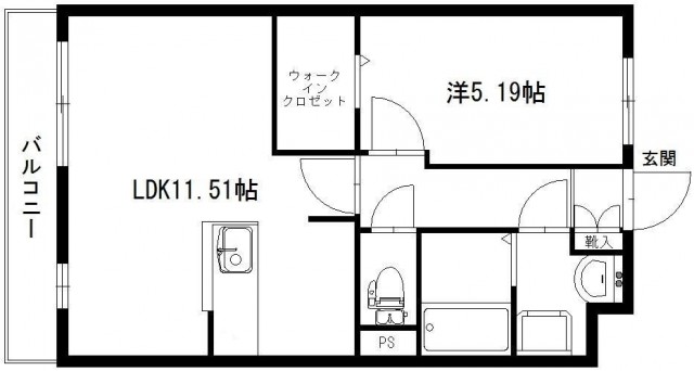 間取りは1LDK。