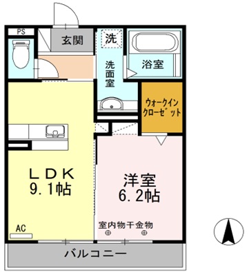 間取りはシンプルな1LDK 