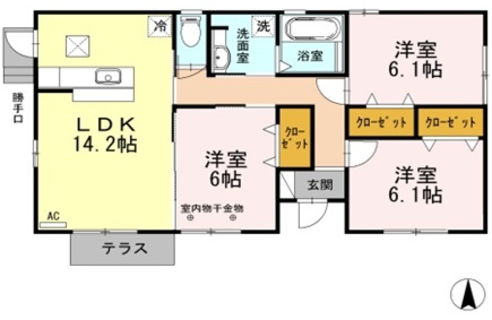 ゆとりの敷地「平屋住宅」の間取り図