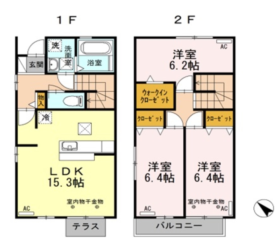 【ペット可】庭付き戸建　カームモダンの間取り図