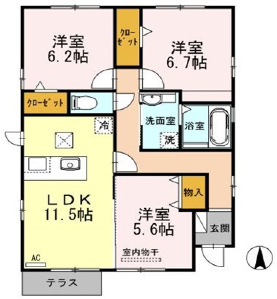 雨夜に濡れた「平屋住宅」の間取り図