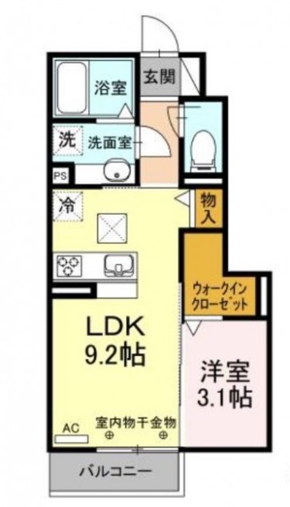 憧れの白い部屋での間取り図