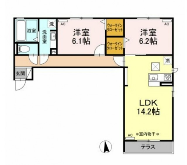 変わった間取りの2LDK