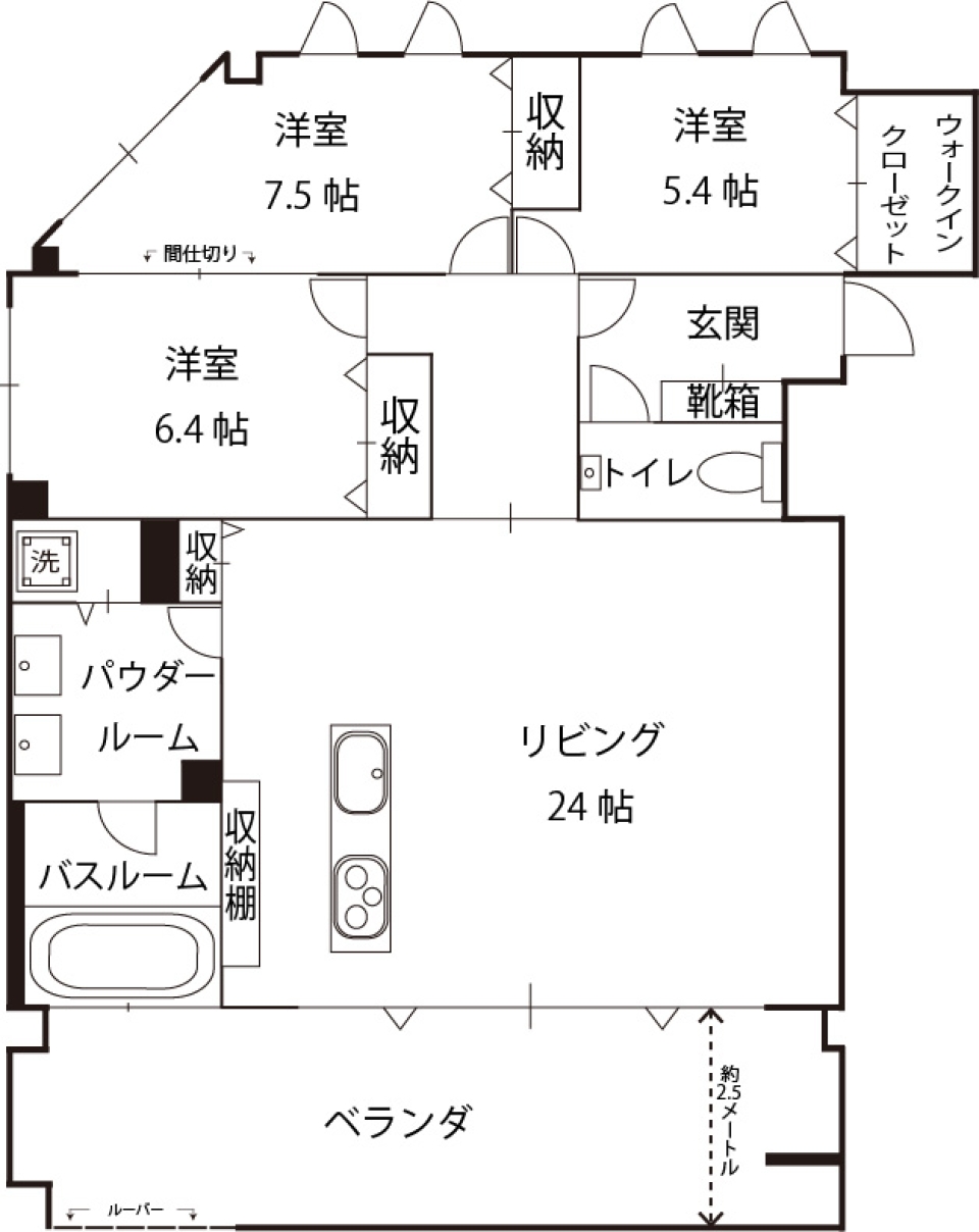 ゆとりの至福時間をの間取り図