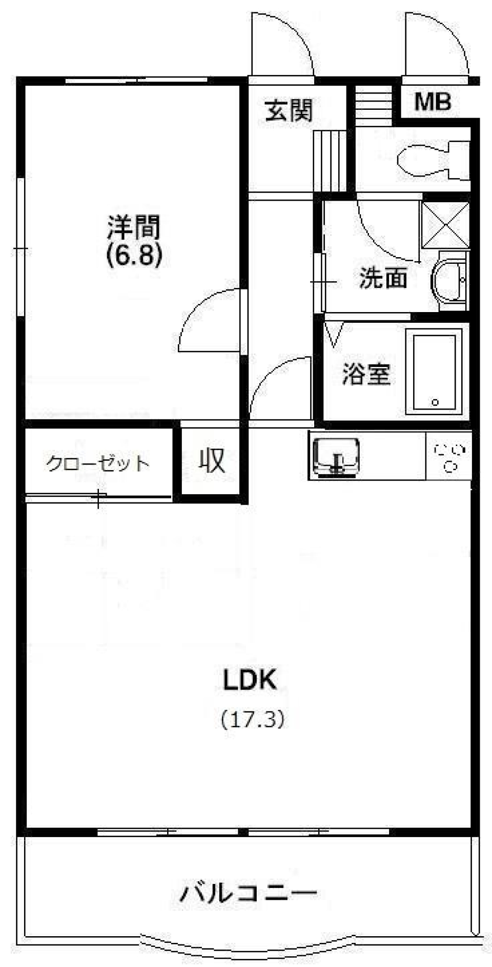 広々リビングとボタニカルモチーフバルコニー。の間取り図