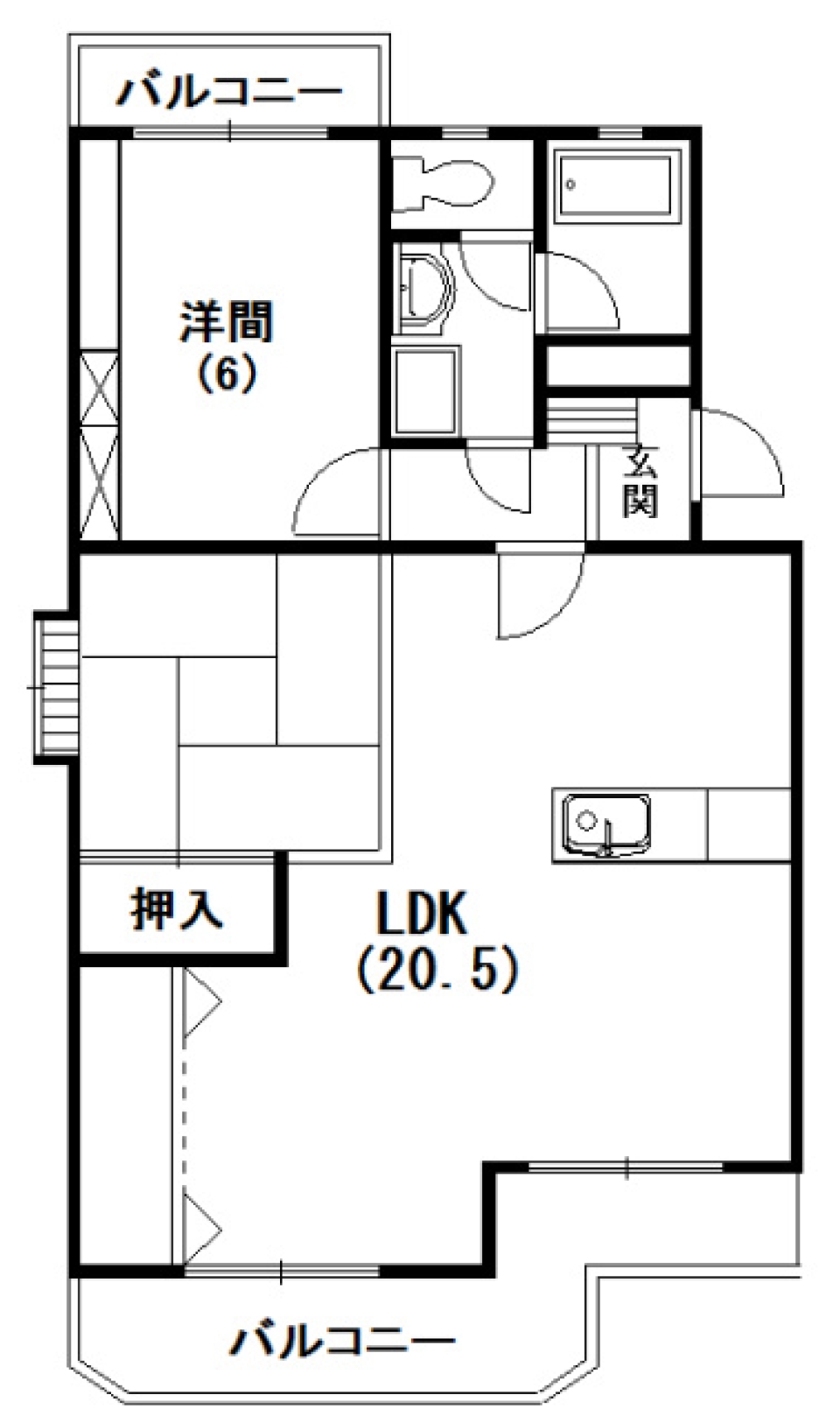 20.5帖リビングに和空間のちょい足し。の間取り図