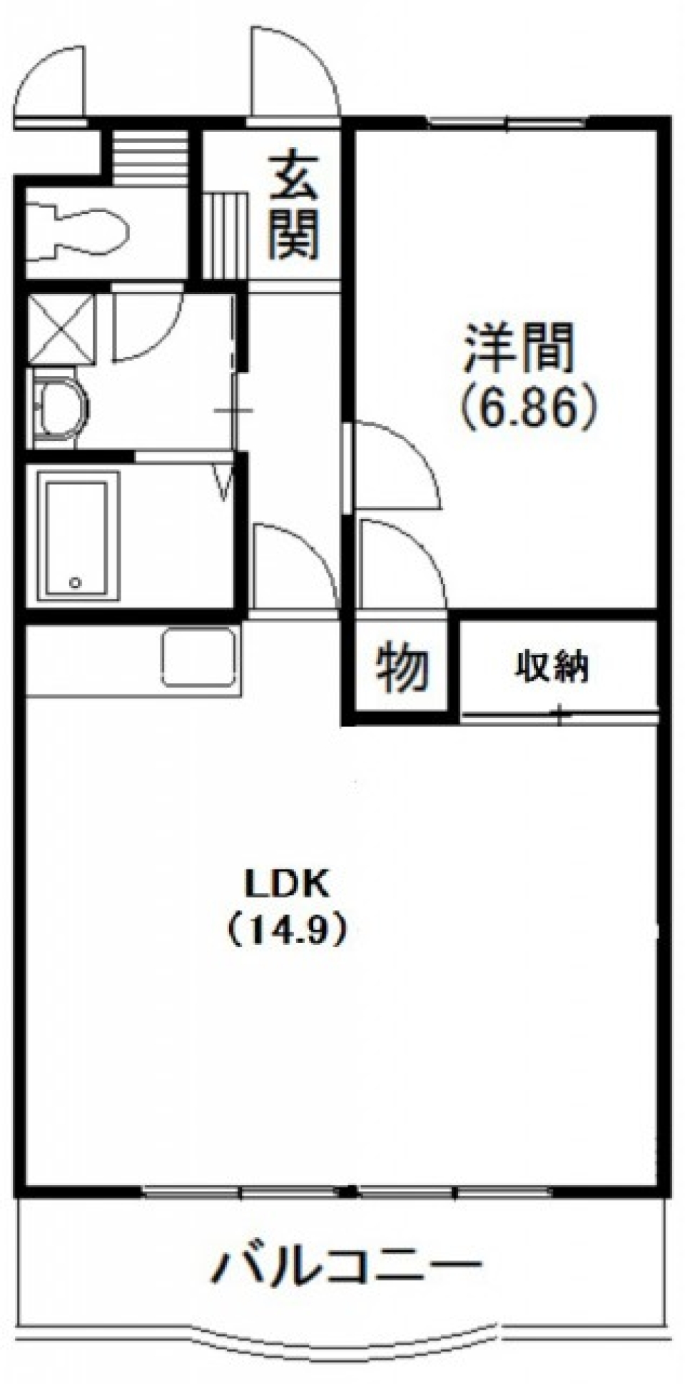 2LDK→1LDKのお部屋は狙い目!!の間取り図