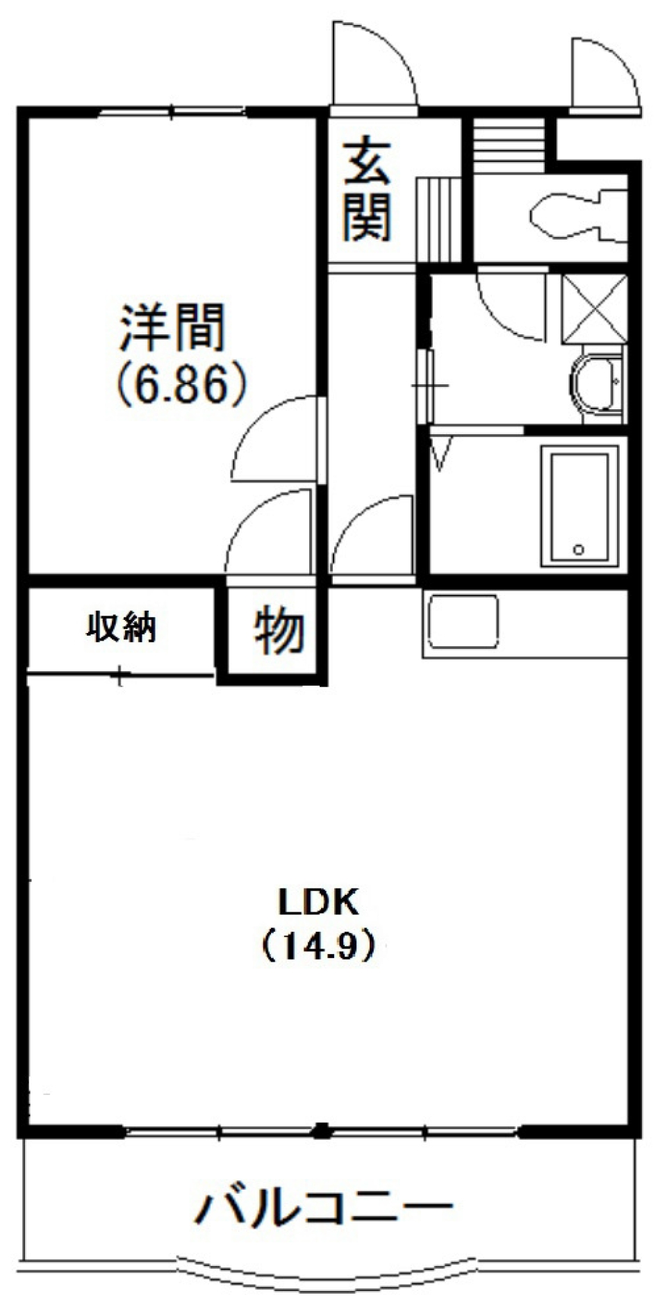 2LDK→1LDKのお部屋は狙い目!の間取り図