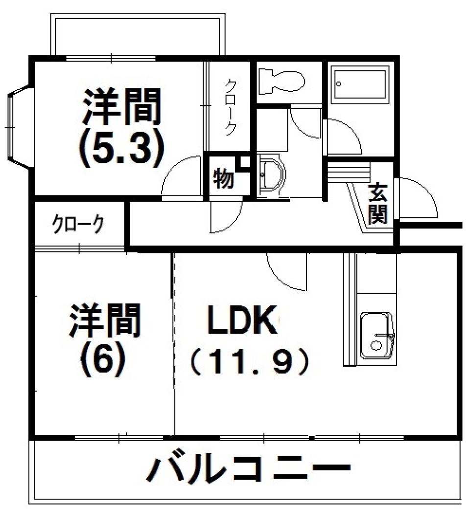 それぞれの間取り。white roomの間取り図