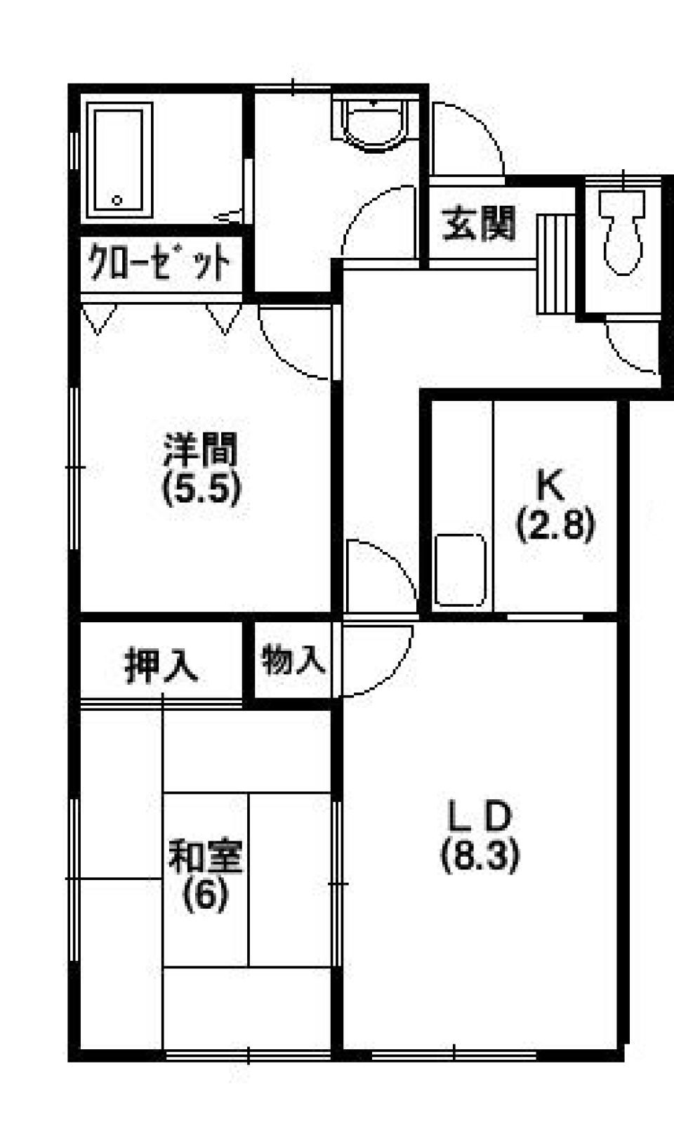 お隣神社の平屋建て。の間取り図