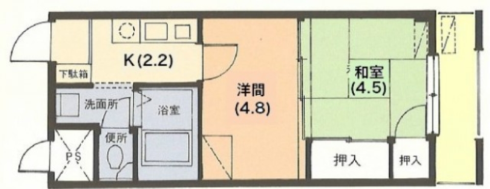 和洋折衷ルームで暮らすの間取り図