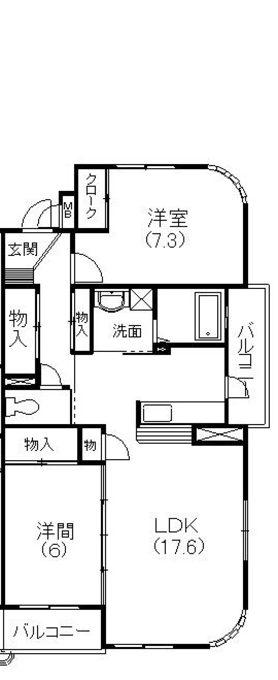 曲線美のあるお部屋。の間取り図