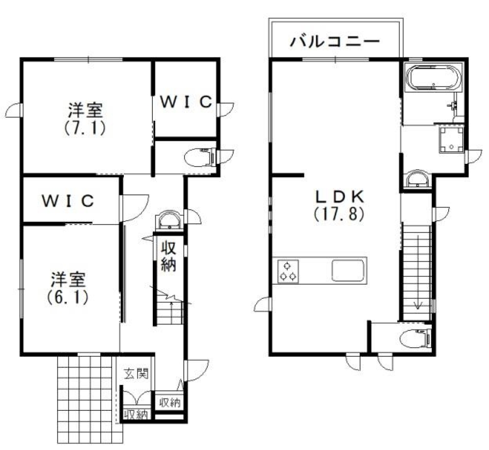 【築浅】片流れ屋根の戸建です。の間取り図