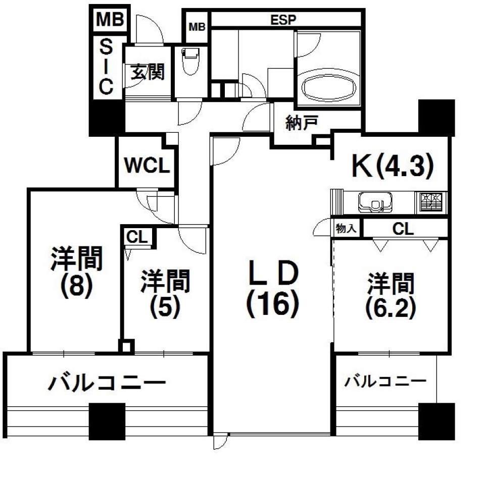 アクトタワーを眺めながらの間取り図