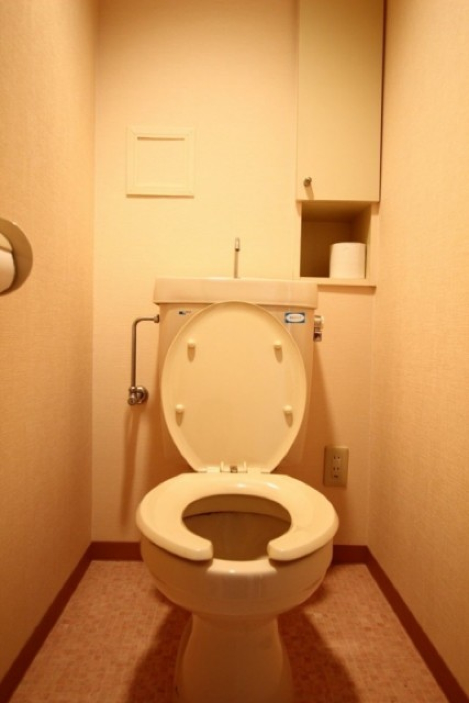 トイレは後ろに小さな棚付き。