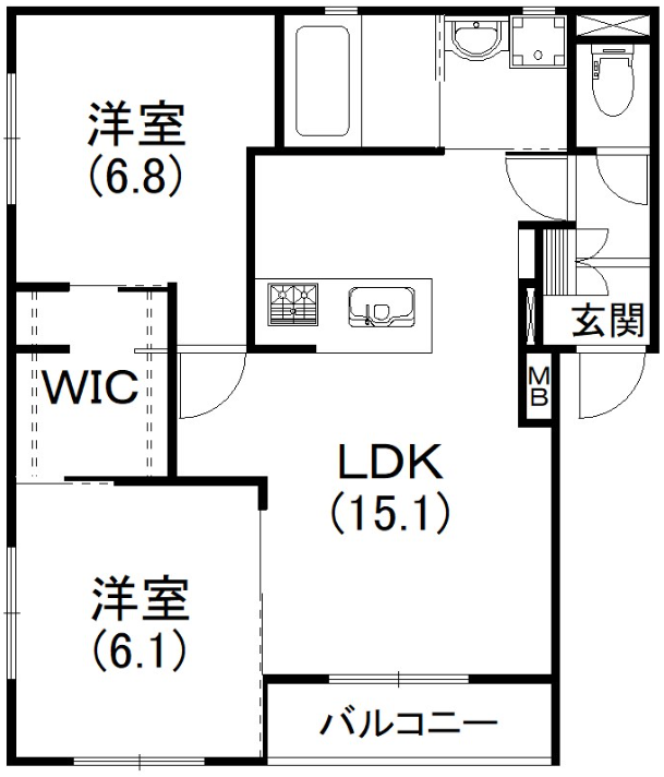 2LDKの間取りです