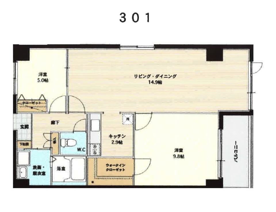 木の持つ温度を感じさせる部屋”の間取り図