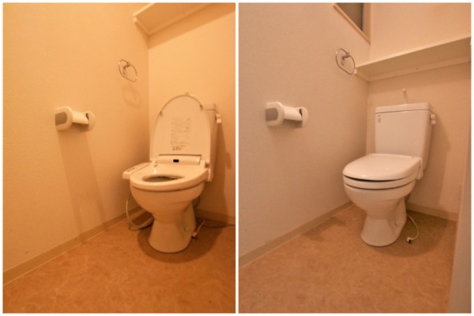 右が2階、左が1階のトイレです。